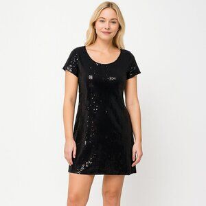 2/$24 tulle Sequin Mini Slip Dress Little Black Dress XL #A0228 TRB2